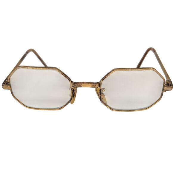 unknown Accessories - Vintage Mid Century French Gold Octagon Wire Frame Glasses‎